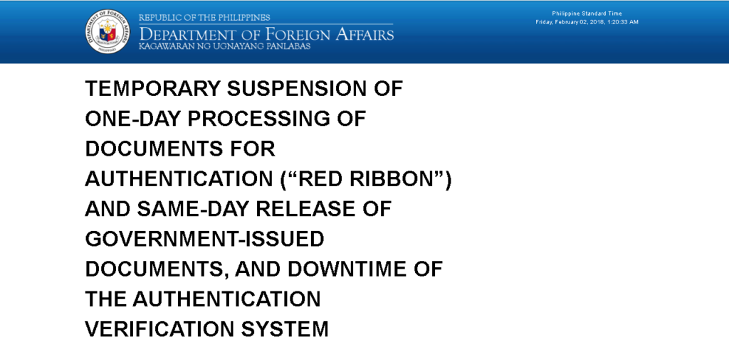 DFA Red Ribbon Notice